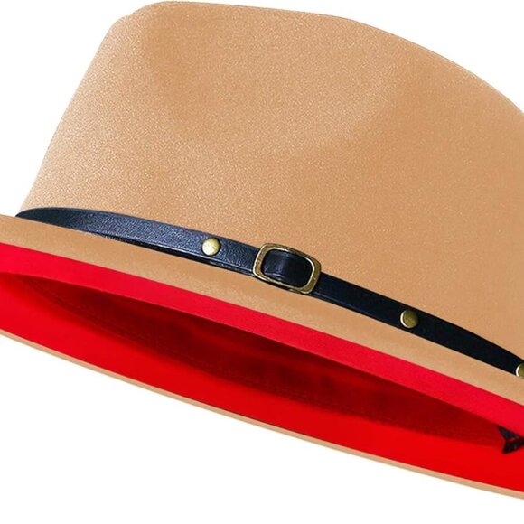 Wide Brim Fedora Hats for Women Men Two Tone Dress Hat Felt Panama Hat in Two Au - Picture 1 of 7